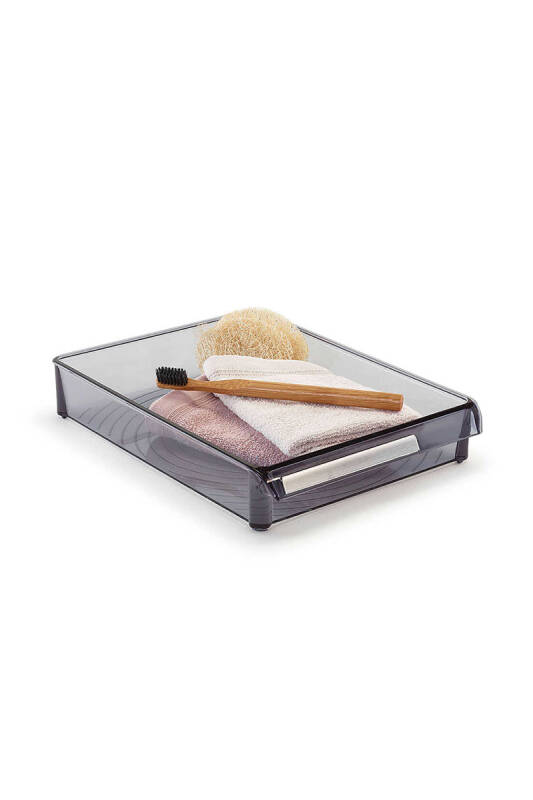 Buzdolabı Içi Organizer Dolap Içi Düzenleyici Raf 205*280*50 Mm Şeffaf Siyah - 4