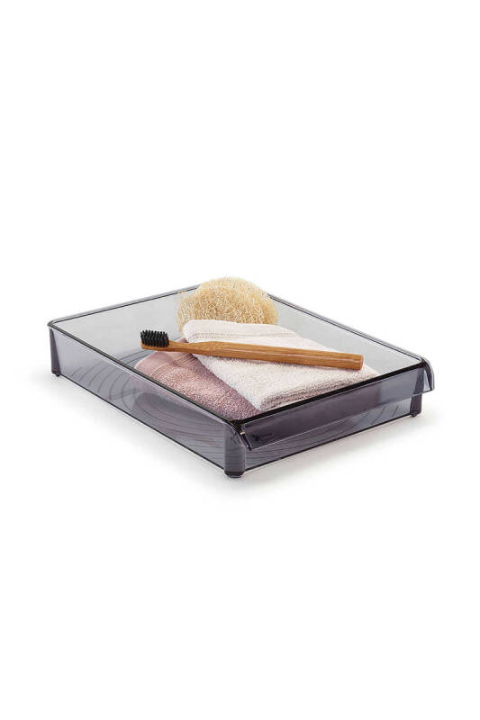 Buzdolabı Içi Organizer Dolap Içi Düzenleyici Raf 205*280*50 Mm Şeffaf Siyah - 4