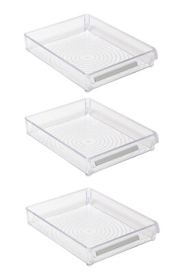 Buzdolabı Içi Organizer Dolap Içi Düzenleyici Saklama Kabı 205*280*50 Mm Şeffaf 3Lü - 1