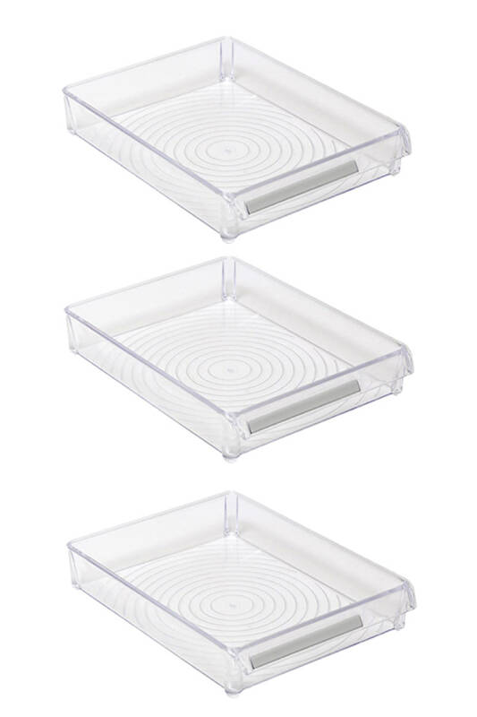 Buzdolabı Içi Organizer Dolap Içi Düzenleyici Saklama Kabı 205*280*50 Mm Şeffaf 3Lü - 1