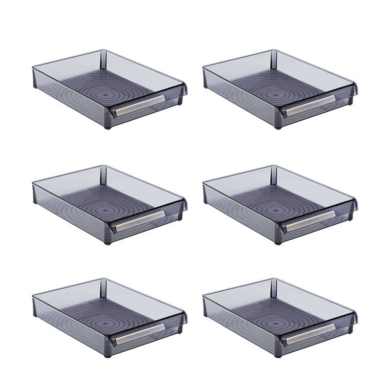 Buzdolabı Içi Organizer Dolap Içi Düzenleyici Saklama Kabı 205*280*50 Mm Şef.Siyah 6Lı - 5