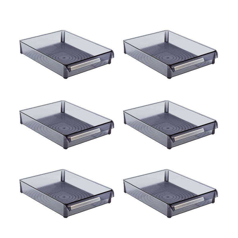 Buzdolabı Içi Organizer Dolap Içi Düzenleyici Saklama Kabı 205*280*50 Mm Şef.Siyah 6Lı - 1