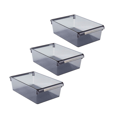 Buzdolabı Içi Organizer Dolap Içi Düzenleyici Saklama Kabı 325*205*100Mm Şeffafsiyah 3Lü - 4