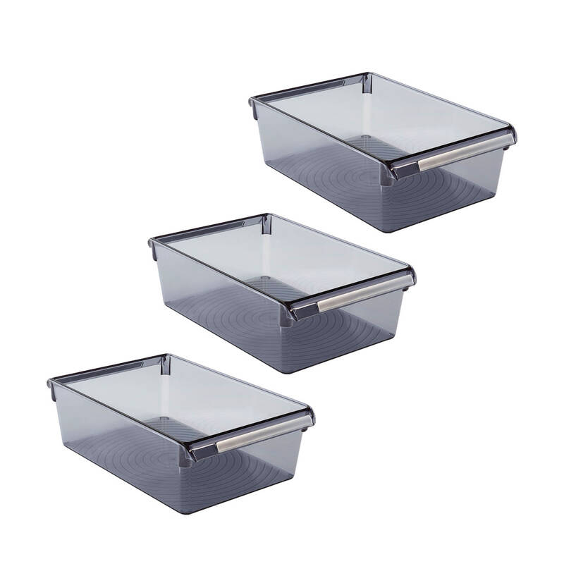 Buzdolabı Içi Organizer Dolap Içi Düzenleyici Saklama Kabı 325*205*100Mm Şeffafsiyah 3Lü - 3