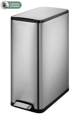 Ecoslim 30 LT Yumuşak Kapanan Dikey Pedallı Banyo Mutfak Ofis Çelik Çöp Kovası - Primanova