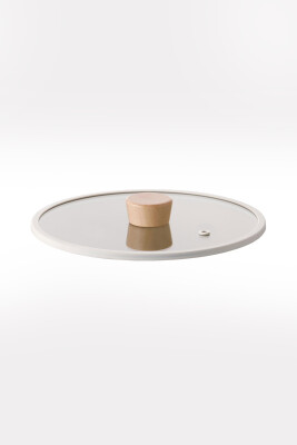 Fika 22Cm Düz Silikon Çerçeveli Cam Kapak Bej - 1
