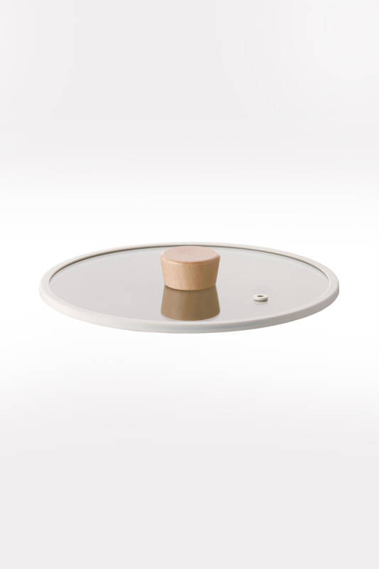 Fika 22Cm Düz Silikon Çerçeveli Cam Kapak Bej - 1