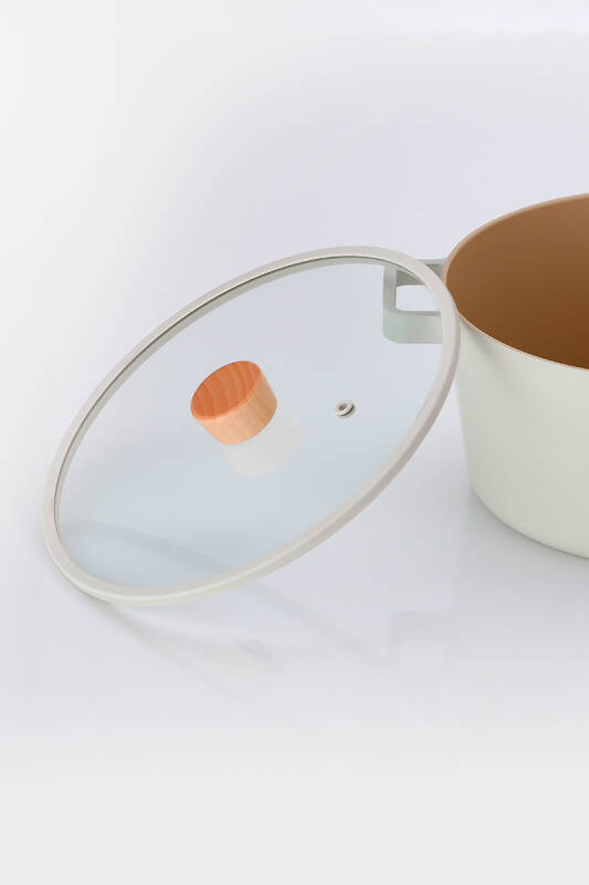 Fika 22Cm Düz Silikon Çerçeveli Cam Kapak Bej - 2