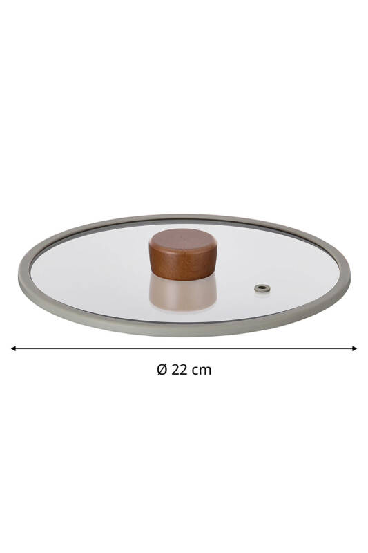 Fika 22Cm Düz Silikon Çerçeveli Cam Kapak Gri - 3