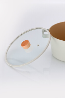 Fika 24Cm Düz Silikon Çerçeveli Cam Kapak Bej - 2