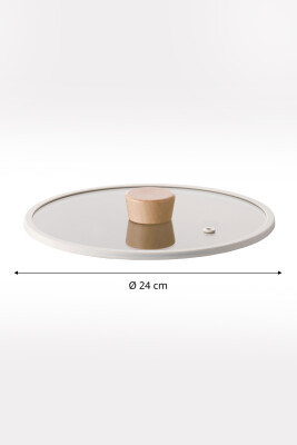 Fika 24Cm Düz Silikon Çerçeveli Cam Kapak Bej - 3