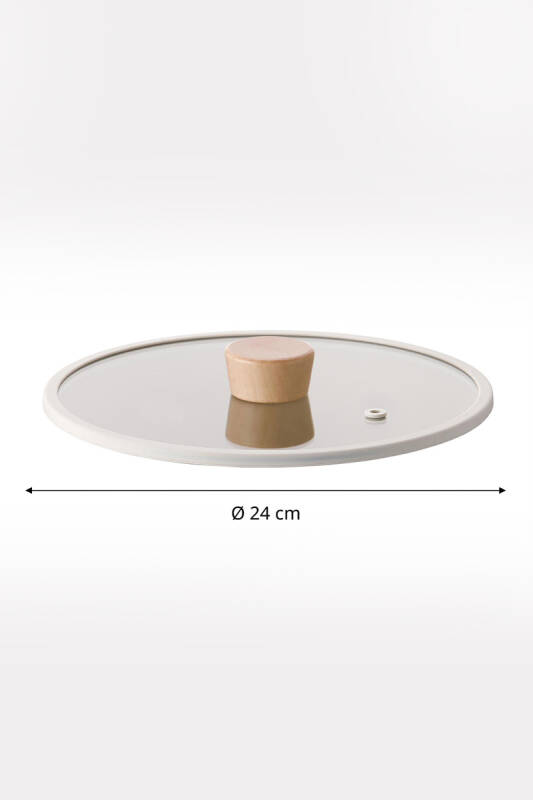 Fika 24Cm Düz Silikon Çerçeveli Cam Kapak Bej - 3