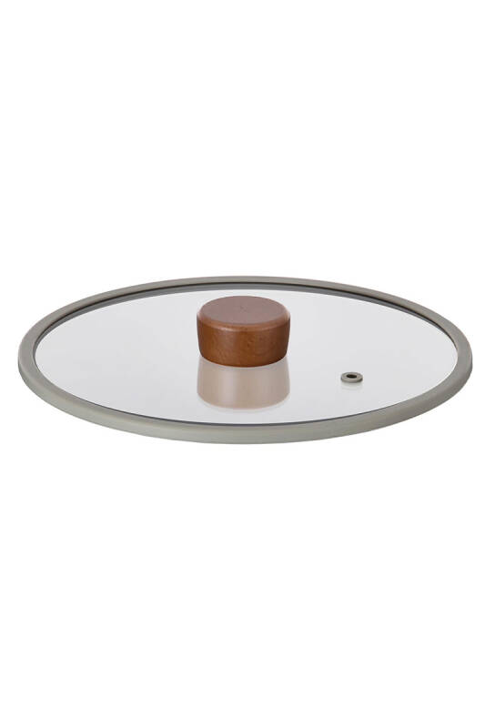 Fika 24Cm Düz Silikon Çerçeveli Cam Kapak Gri - 2