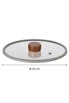 Fika 24Cm Düz Silikon Çerçeveli Cam Kapak Gri - 3
