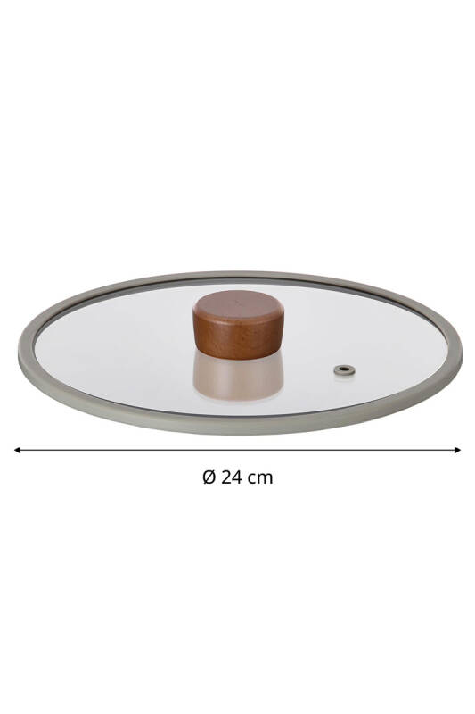 Fika 24Cm Düz Silikon Çerçeveli Cam Kapak Gri - 3