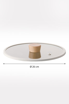 Fika 26Cm Düz Silikon Çerçeveli Cam Kapak Bej - 3