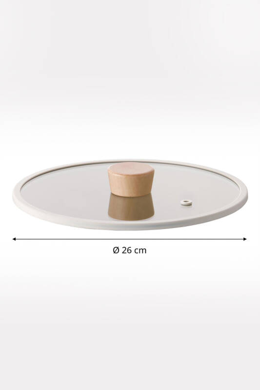 Fika 26Cm Düz Silikon Çerçeveli Cam Kapak Bej - 3