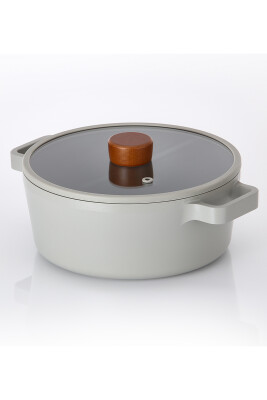 Fika Alüminyum Döküm Tencere Gri Cam Kapaklı 18 Cm - 3