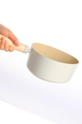 Fika Apex Seramik Kaplama İndüksiyonlu Sos Tenceresi 18 CM - Bej - 5