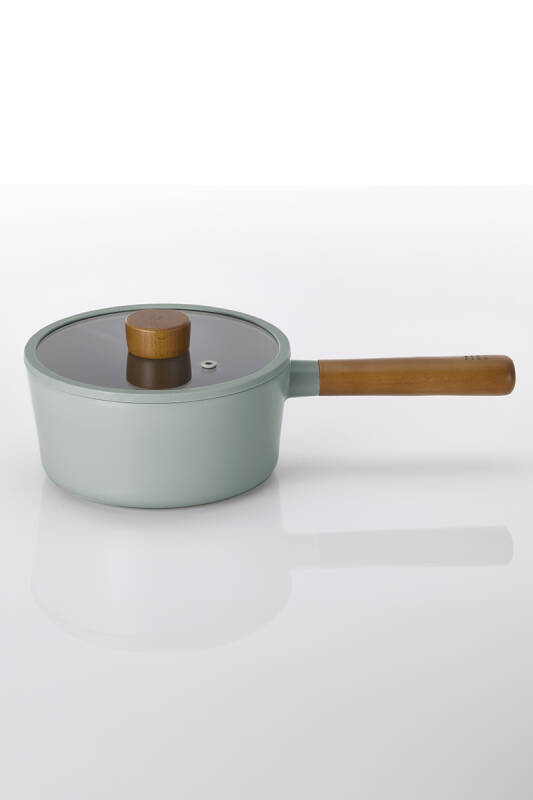 Fika Seramik Kaplama Cam Kapaklı Sos Tenceresi 18 CM - Gri - 1
