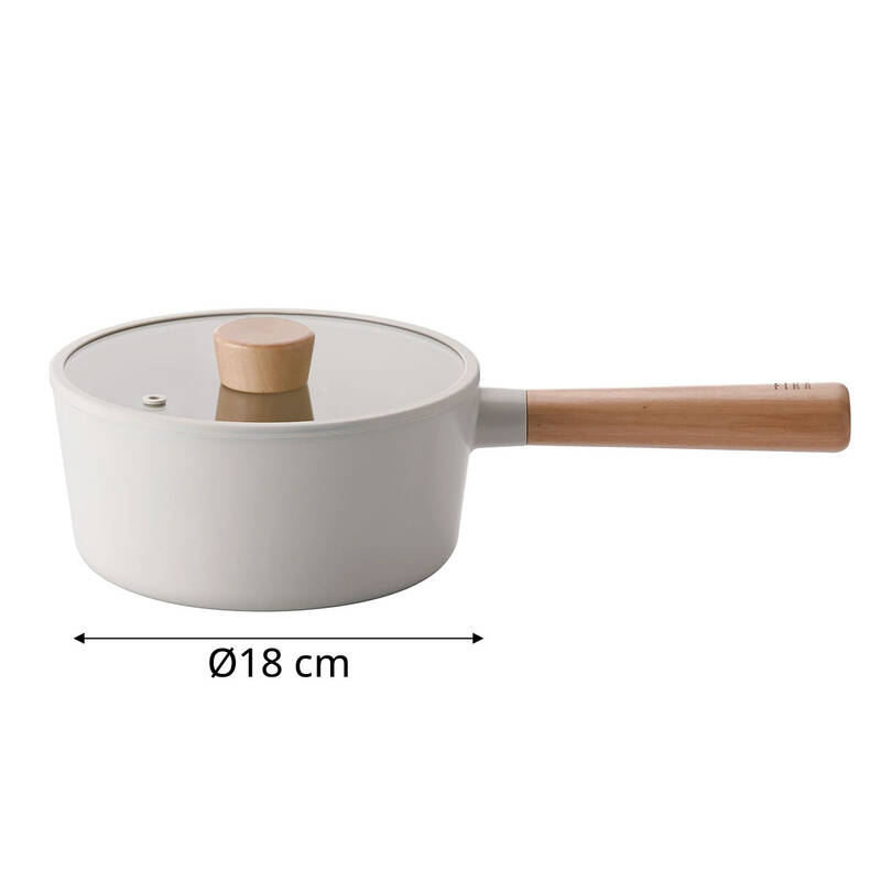 Fika Cam Kapaklı Alüminyum Döküm Sos Tenceresi 18 Cm, Bej - 11
