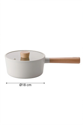 Fika Seramik Kaplama Cam Kapaklı Sos Tenceresi 18 CM - Bej - 3