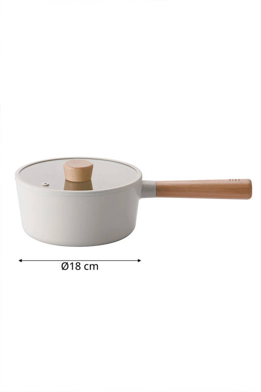 Fika Seramik Kaplama Cam Kapaklı Sos Tenceresi 18 CM - Bej - 3