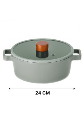 Fika Cam Kapaklı Alüminyum Döküm Tencere 24Cm Gri - 3