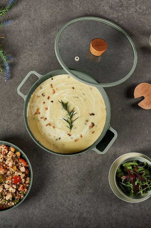 Fika Cam Kapaklı Alüminyum Döküm Tencere 24Cm Gri - 5