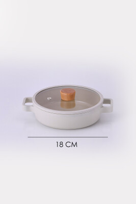 Fika Seramik Kaplama Cam Kapaklı Sahan 18 CM - Bej - 3