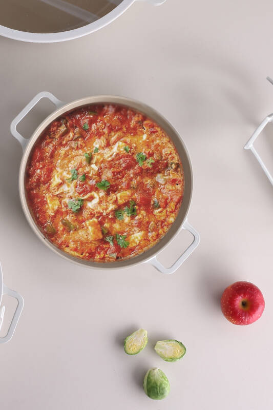 Fika Cam Kapaklı Alüminyum Sahan 22 CM - Bej - 4