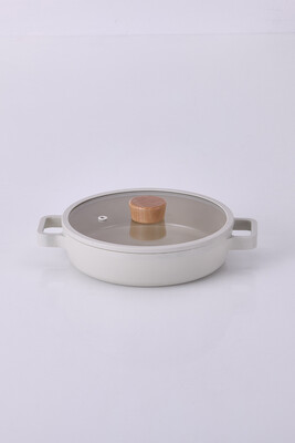 Fika Cam Kapaklı Alüminyum Sahan 22Cm Bej - 5
