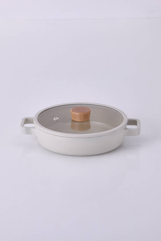 Fika Cam Kapaklı Alüminyum Sahan 22Cm Bej - 5