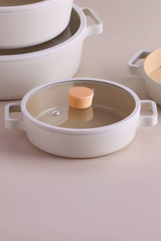 Fika Cam Kapaklı Alüminyum Sahan 22Cm Bej - 4