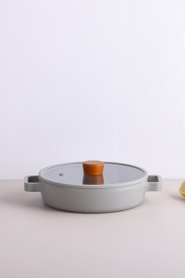 Fika Cam Kapaklı Alüminyum Sahan 22 Cm Gri - Neoflam