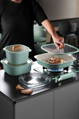 Fika Comfort Yeşil Tencere ve Tava Seti 10 Parça 