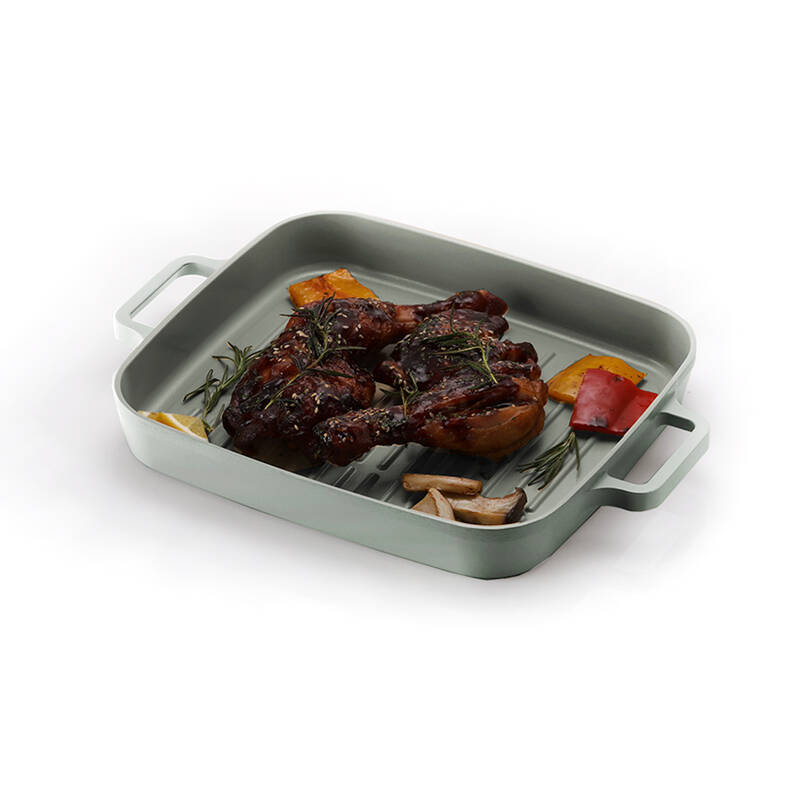 Fika Dikdörtgen Aluminyum Grill Tava 28Cm Gri - 6