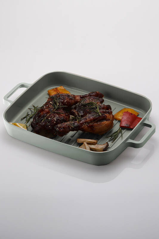 Fika Dikdörtgen Aluminyum Grill Tava 28Cm Gri - 1