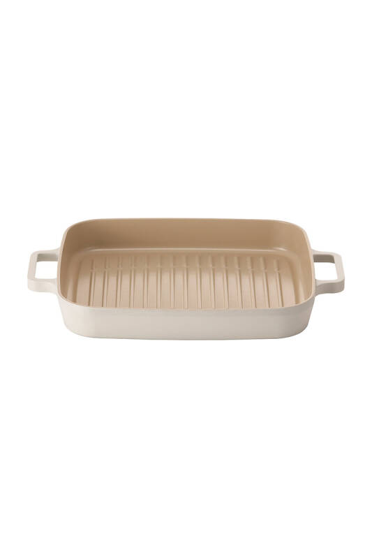 Fika Dikdörtgen Aluminyum Grill Tava 28 Cm, Bej - 3
