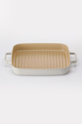 Fika Dikdörtgen Aluminyum Grill Tava 28 Cm, Bej - 4