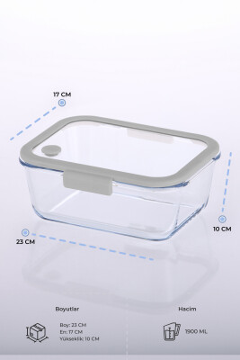 Fika Glace Vakumlu Cam Saklama Kabı 1200ML Gri - 2