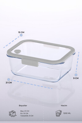 Fika Glace Vakumlu Cam Saklama Kabı 1900ML Gri - 7