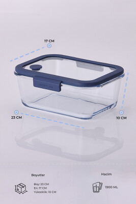 Fika Glace Vakumlu Cam Saklama Kabı 1900ML Mavi - Neoflam (1)