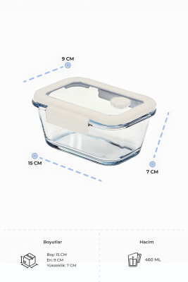 Fika Glace Vakumlu Cam Saklama Kabı 460ML Bej - 7