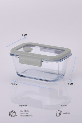 Fika Glace Vakumlu Cam Saklama Kabı 460ML Gri - 2