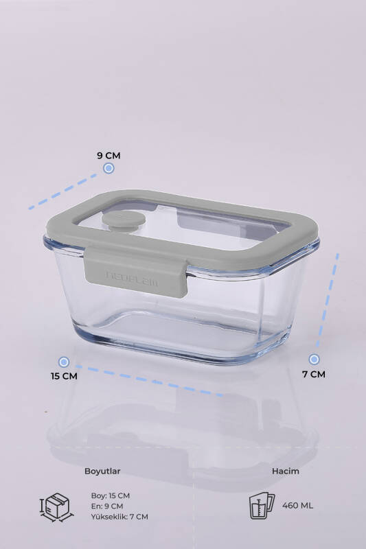 Fika Glace Vakumlu Cam Saklama Kabı 460ML Gri - 2