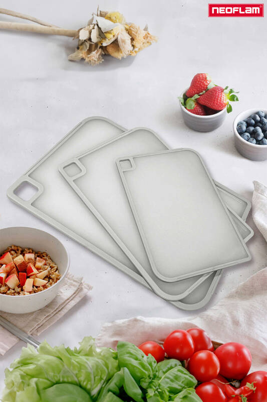 Fika Microban Kesme Tahtası Seti 3 Parça Gri - 1