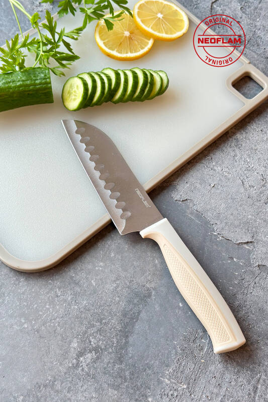 Fika Microban Santoku Bıçak 13Cm, Bej - 1