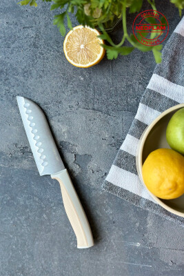 Fika Microban Santoku Bıçak 13Cm, Bej - 4
