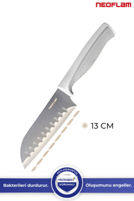Fika Microban Santoku Bıçak 13 Cm, Gri - 3